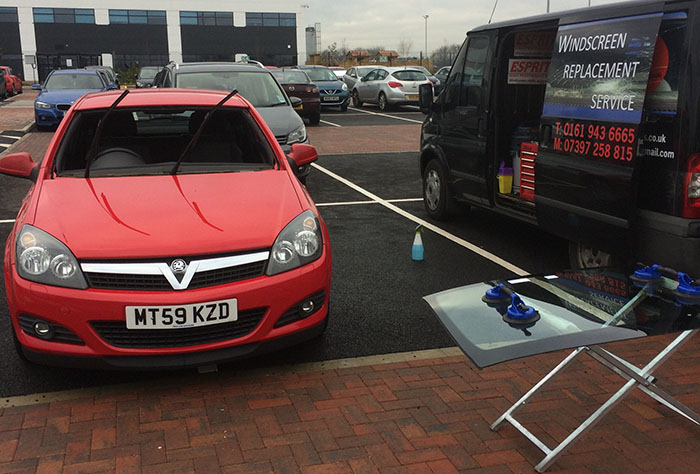 Windscreen Replacement being carried out Windscreen Replacement being carried out